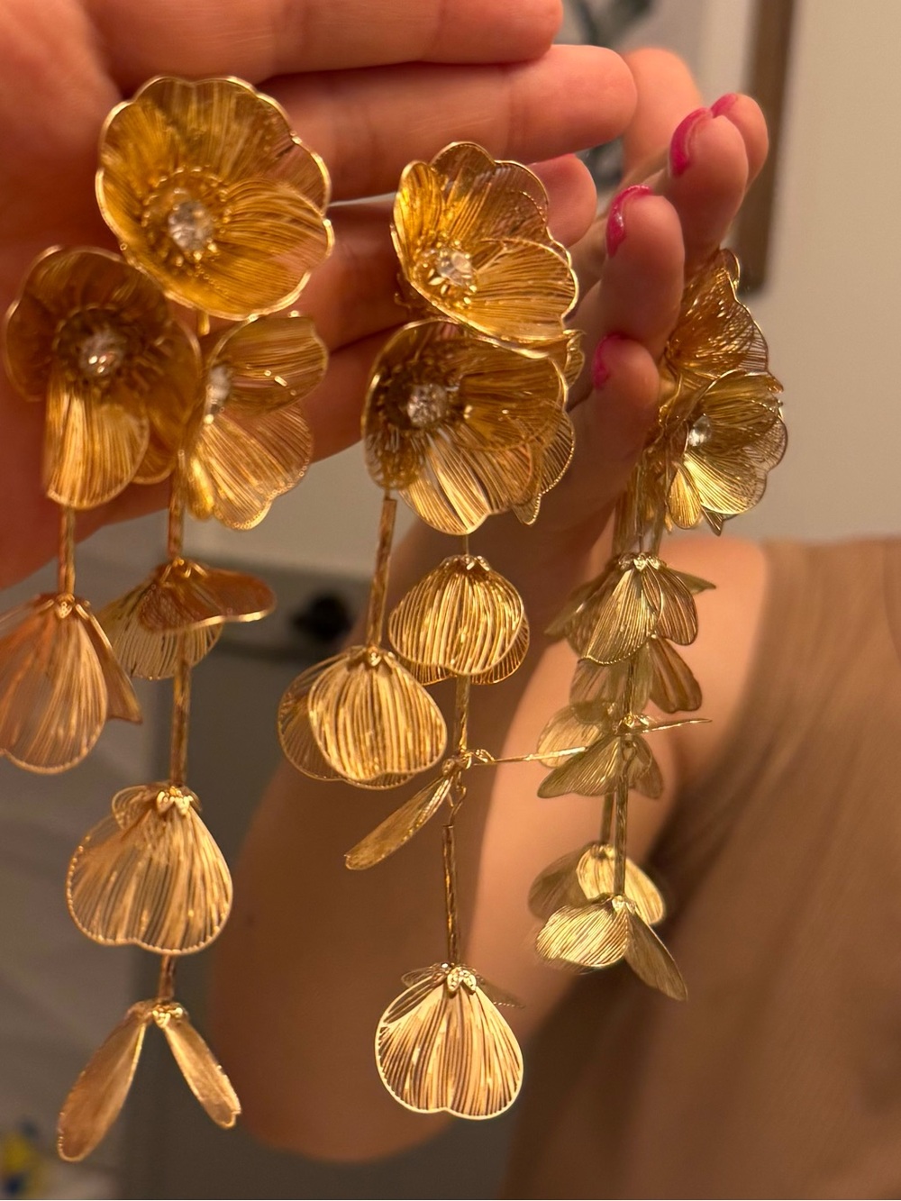Zara Kate Middleton Gold Floral Cascade earrings